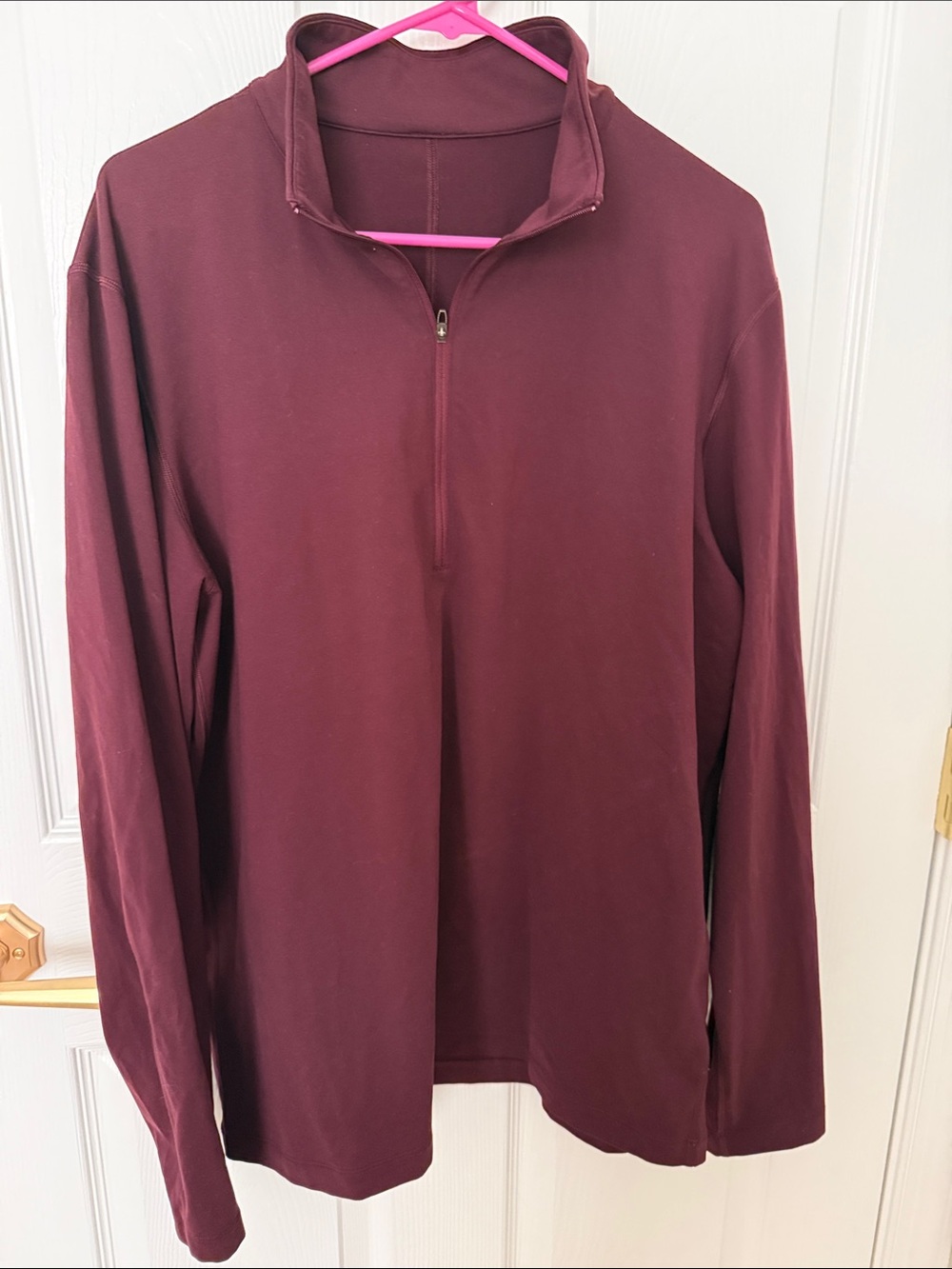 lululemon athletica Men's Burgundy Quarter-Zip Long Sleeve Shirt